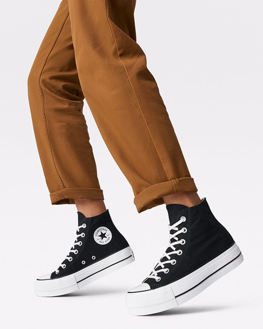 Topanky Na Platforme Converse Chuck Taylor All Star Lift Platene Vysoke Damske Čierne Biele | SK SFDC112